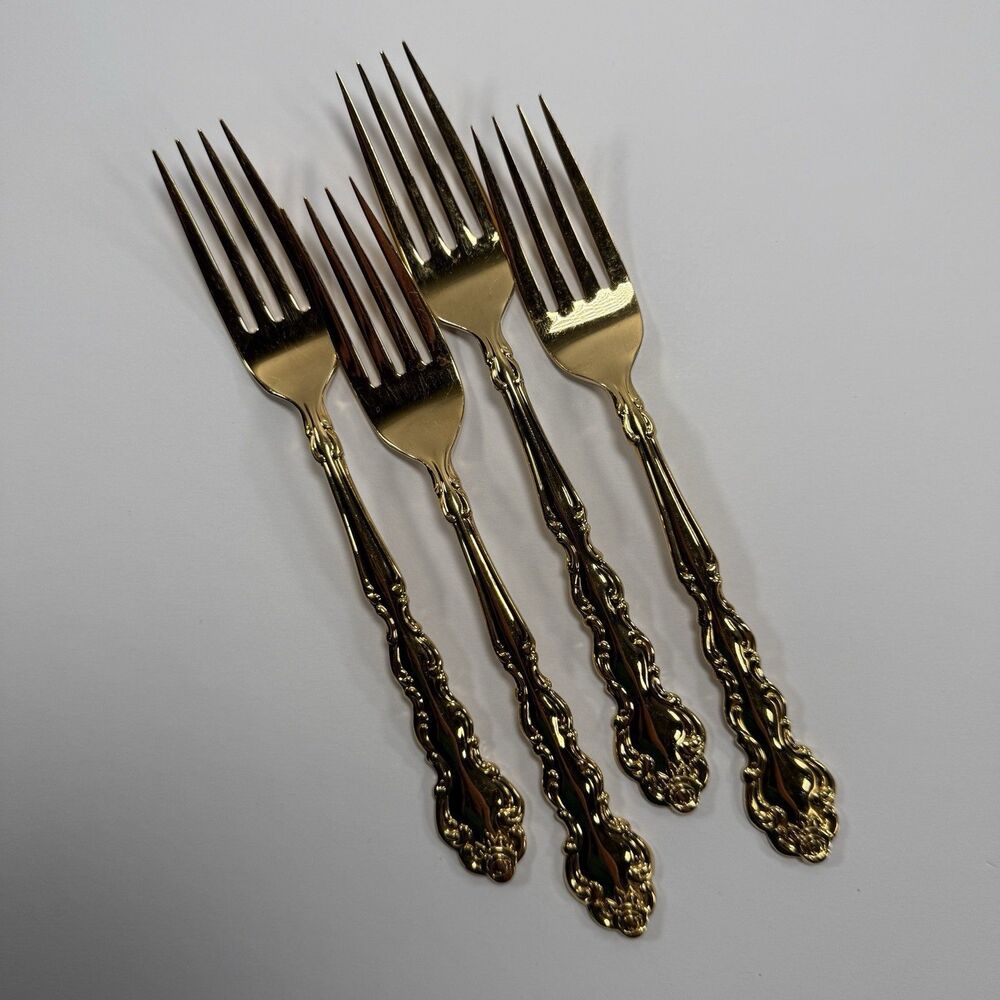 Oneida Community Golden Beethoven Set of 4 Dinner Forks Flatware Replacements